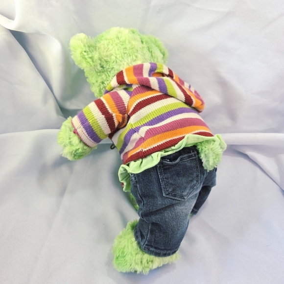 Build A Bear Green Teddy Lucky Charm Clover With Outfit 17 Inch 2010 - Picture 5 of 10